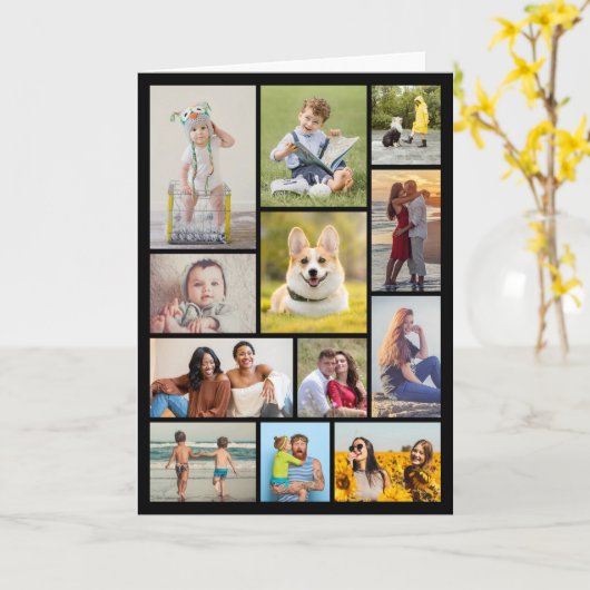 Maak je eigen 12 foto collage kaart (Gele Bloem)