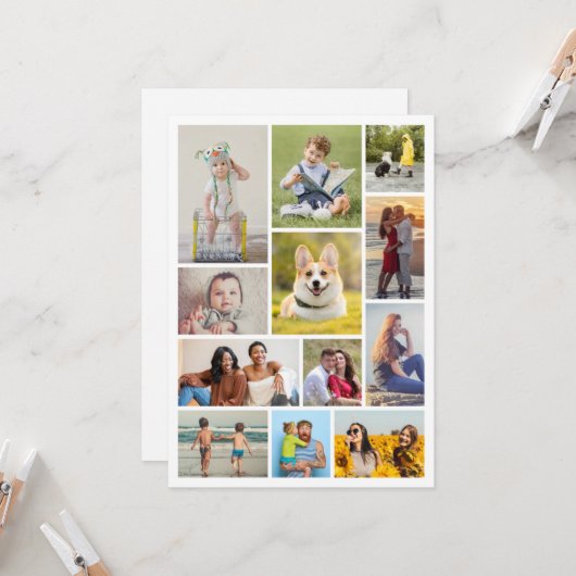 Maak je eigen 12 foto collage kaart (Voorkant / Achterkant in situ)
