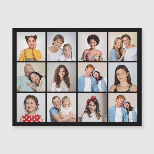 Maak je eigen 12 foto-collage magnetische kaart (Voorkant)