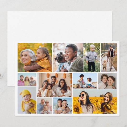 Maak Je Eigen 12 Foto Collage Notitiekaartje (Voorkant / Achterkant)