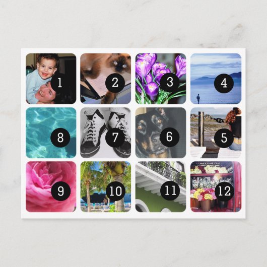 Maak je eigen 12 foto's mailing briefkaart (Voorkant)