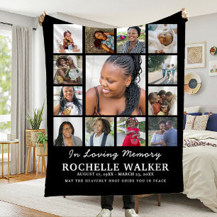 Maak Je Eigen 13 Foto Collage Herdenking Funeral  Fleece Deken