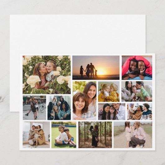 Maak Je Eigen 14 Foto Collage Foto Blok Feestdagenkaart (Voorkant / Achterkant)