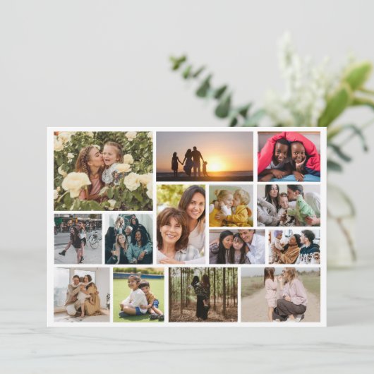 Maak Je Eigen 14 Foto Collage Foto Blok Feestdagenkaart (Staand voorkant)
