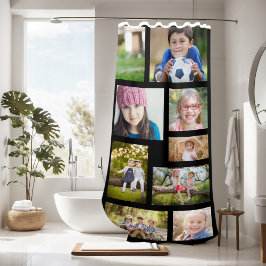 Maak Je Eigen 14 Foto Collage Zwart Modern Douchegordijn