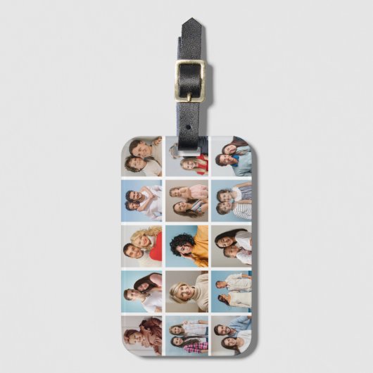 Maak Je Eigen 15 Foto Collage Bagagelabel (Voorkant (verticaal))