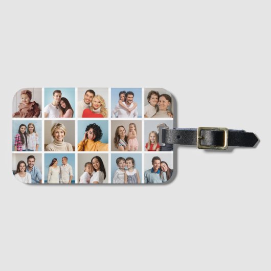 Maak Je Eigen 15 Foto Collage Bagagelabel (Voorkant (horizontaal))