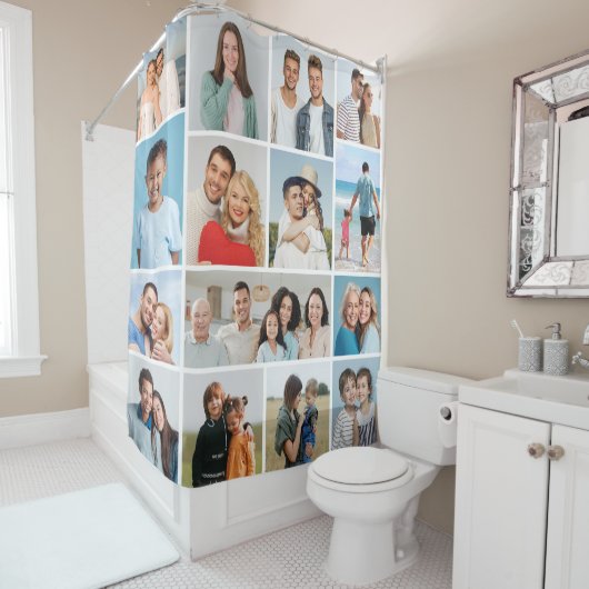 Maak Je Eigen 15 Foto Collage Douchegordijn (In situ)