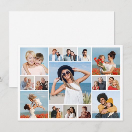 Maak je eigen 15 foto collage  notitiekaartje (Voorkant / Achterkant)