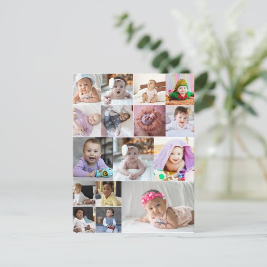 Maak je eigen 16 foto collage  briefkaart (Staand voorkant)