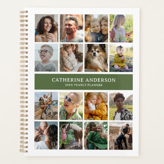 Maak je eigen 16 foto collage Groen Planner (Voorkant)