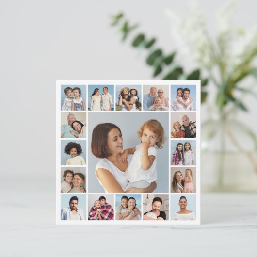 Maak je eigen 17 foto-collage-uitgave kaart (Staand voorkant)