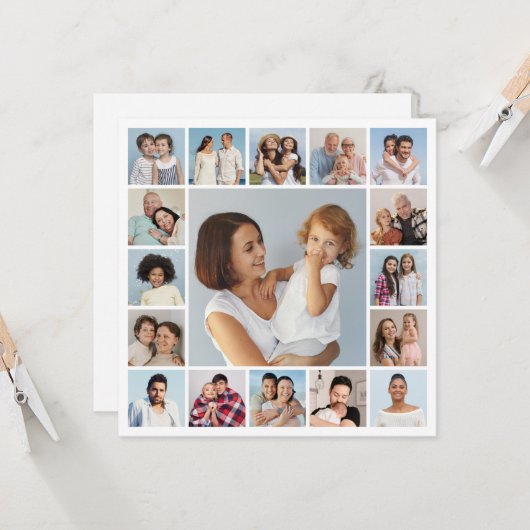 Maak je eigen 17 foto-collage-uitgave  kaart (Voorkant / Achterkant in situ)