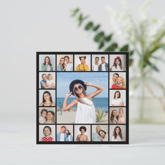 Maak je eigen 17 foto-collage-uitnodiging  kaart (Staand voorkant)