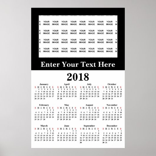 Maak je eigen 2018 kalenderposter op maat poster (Voorkant)