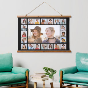 Maak Je Eigen 21 Foto Collage Bewerkbare Kleur Hangend Wandkleed