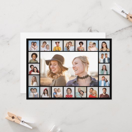 Maak je eigen 21 foto collage bewerkbare kleur kaart (Voorkant / Achterkant in situ)