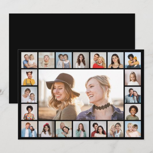 Maak je eigen 21 foto collage bewerkbare kleur notitiekaartje (Voorkant / Achterkant)