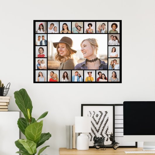 Maak je eigen 21 foto collage bewerkbare kleur poster (Thuiskantoor)