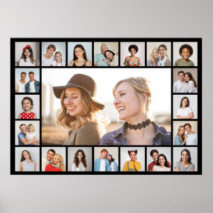Maak je eigen 21 foto collage bewerkbare kleur poster