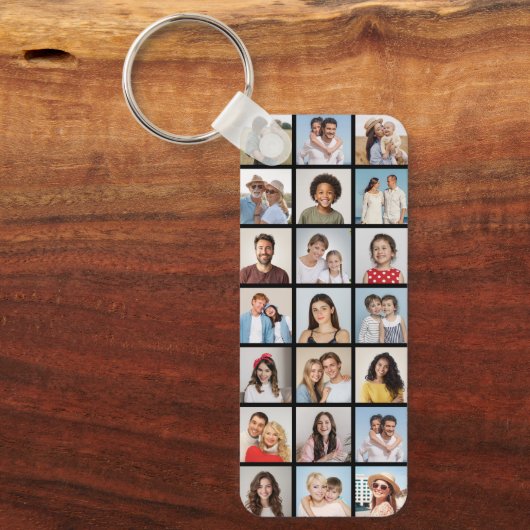 Maak Je Eigen 21 Foto Collage Bewerkbare Kleur Sleutelhanger (Voorkant)