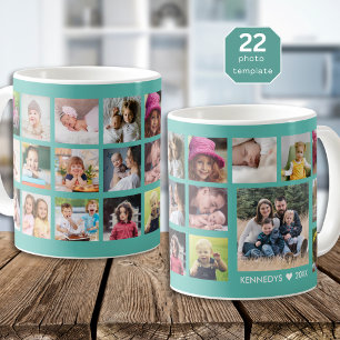 Maak je eigen 22 foto collage familienaam   koffiemok