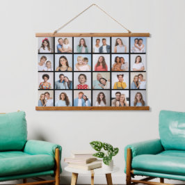 Maak je eigen 24 foto collage bewerkbare kleur hangend wandkleed