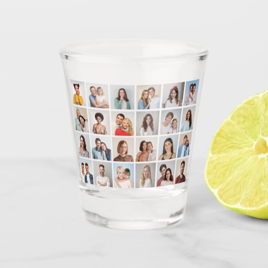 Maak Je Eigen 24 Foto Collage Shot Glas (Voorkant)