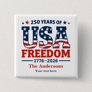 Maak je eigen 250 jaar Amerikaanse vrijheid knop Vierkante Button 5,1 Cm