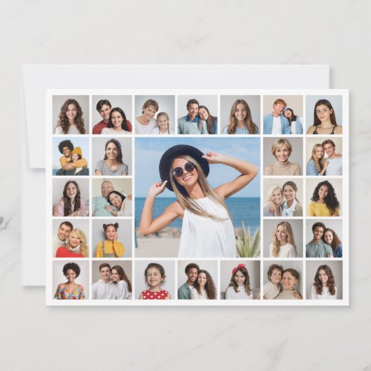 Maak Je Eigen 27 Foto Collage Wenskaart Kaart (Voorkant)