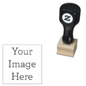 2,5cm x 2,5cm Houten rubberstempel, Inktkussen kleur = Geen, Richting = Horizontaal, Greep = Houten handvat (Gestempeld)
