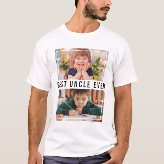 Maak Je Eigen 2 Foto Collage Beste Oom Ooit T-shirt (Voorkant)
