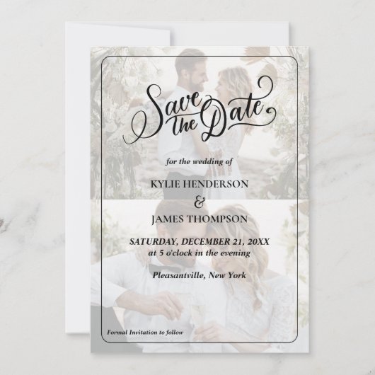 Maak je eigen 2 foto collage save the date kaart (Voorkant)