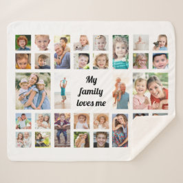 Maak Je Eigen 32 Familie Foto Collage Wit Sherpa Deken