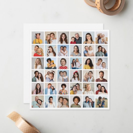 Maak Je Eigen 36 Foto Collage Notitiekaartje (Voorkant / Achterkant in situ)