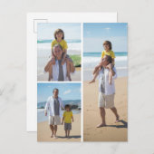 Maak Je Eigen 3 Foto Collage Ansichtkaart Briefkaart (Voorkant / Achterkant)