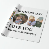 Maak je eigen 3 foto collage Gefeliciteerd Mama Cadeaupapier (Uitgerold)