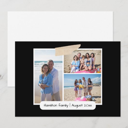 Maak je eigen 3 fotocollage gepersonaliseerde Kaar Kaart (Voorkant / Achterkant)