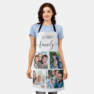 Maak je eigen 4 foto collage familienaam wit schort