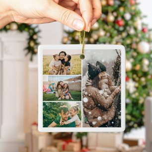 Maak je eigen 4 foto collage kerst keramisch ornament