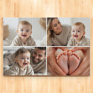 Maak Je Eigen 4 Foto Collage Schattige Baby Legpuzzel