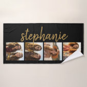 Maak Je Eigen 4 Foto Collage - Script Naam Badhanddoek (Badhanddoek)