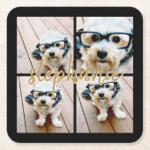 Maak Je Eigen 4 Foto Collage - Script Naam Kartonnen Onderzetters (Voorkant)