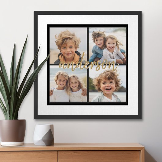 Maak Je Eigen 4 Foto Collage - Script Naam Poster