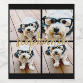 Maak Je Eigen 4 Foto Collage - Script Naam Wijn Etiket (Enkel label)