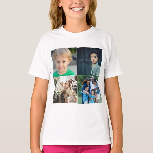 Maak Je Eigen 4 Foto Collage T-shirt (Voorkant)