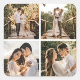 Maak je eigen 4 foto collage vierkante sticker