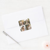 Maak Je Eigen 4 Foto Collage Vierkante Sticker (Envelop)