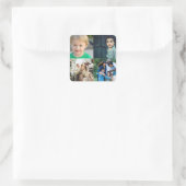 Maak je eigen 4 foto collage vierkante sticker (Tas)