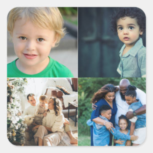 Maak je eigen 4 foto collage vierkante sticker